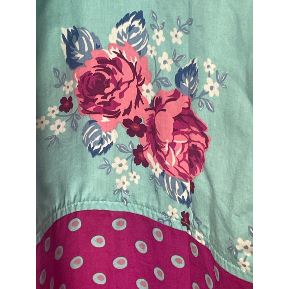 Girls Eleanor Rose Casual Dress Size 7 Pink Blue Floral Polka Dot - Picture 4 of 7